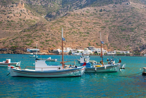 Hagyományos csónak Mykonos island, Görögország — Stock Fotó