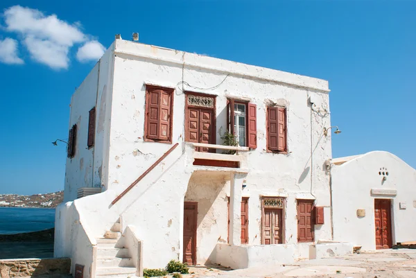 Vecchia casa tradizionale greca sull'isola di mykonos, Grecia — Foto Stock