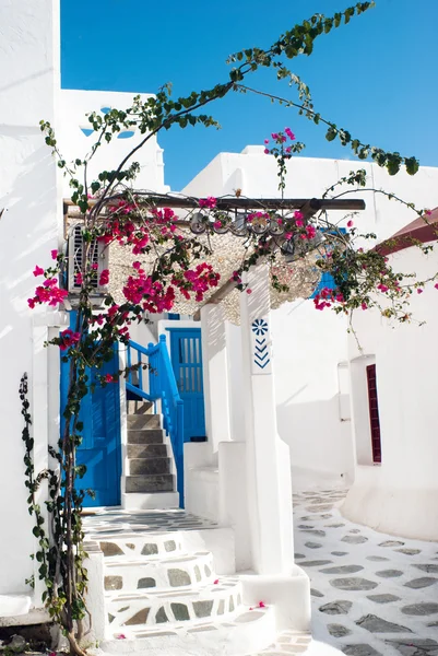 Traditionella grekiska gränd på mykonos island, Grekland — Stockfoto