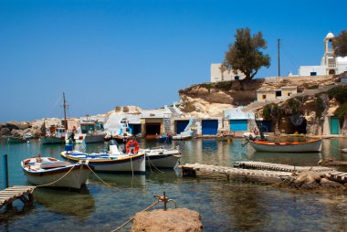 geleneksel balıkçı köyü milos island, Yunanistan