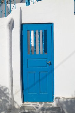 geleneksel Yunan kapı mykonos island, Yunanistan