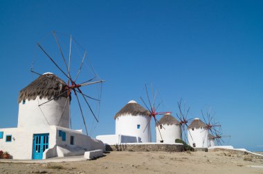 mykonos island, Yunanistan geleneksel yel değirmeni