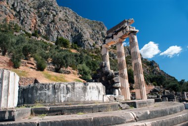 Temple of Athena pronoia at Delphi oracle archaeological site in clipart