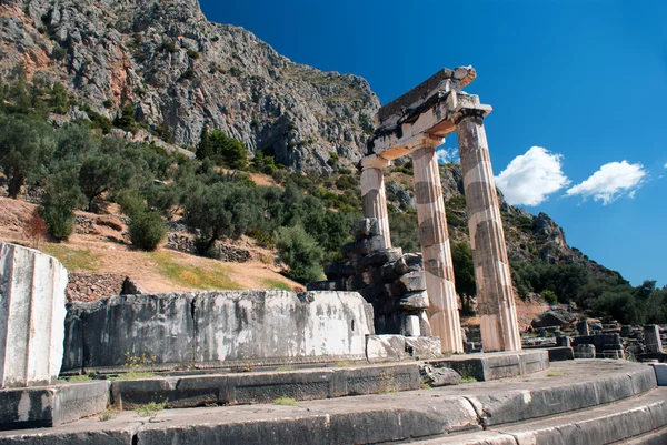 Temple of Athena pronoia at Delphi oracle archaeological site in — Stock Photo, Image