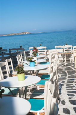 geleneksel Yunan kafeterya mykonos island, Yunanistan