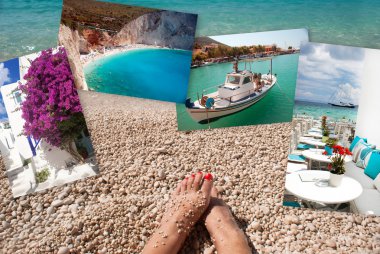 Set of summer photos of Greek islands, Greece clipart