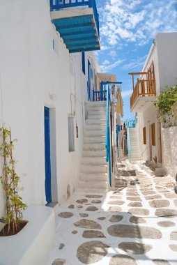 geleneksel Yunan alley mykonos island, Yunanistan