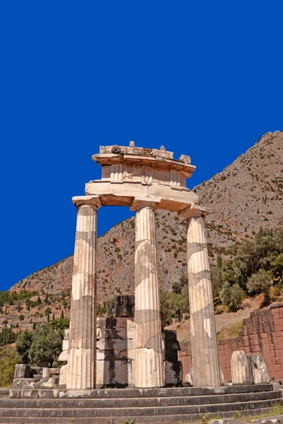 Temple of Athena pronoia at Delphi oracle archaeological site in — Stock Photo, Image