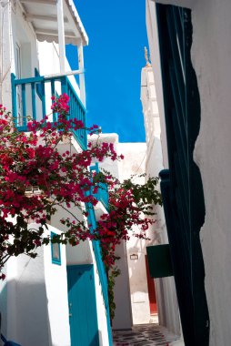 geleneksel Yunan alley mykonos island, Yunanistan