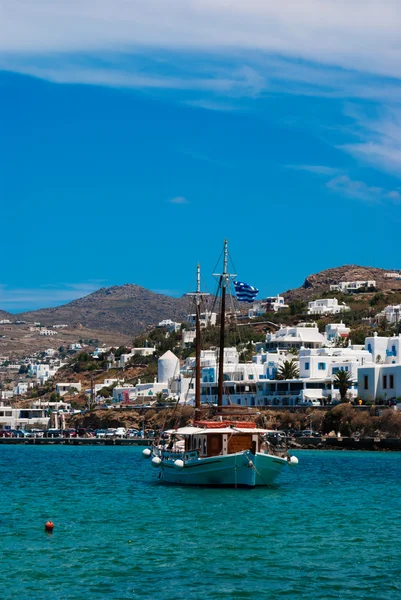 Panoramiczny widok na wyspę mykonos, Grecja — Zdjęcie stockowe