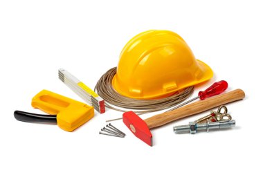 beyaz zemin üzerinde inşaat araçları