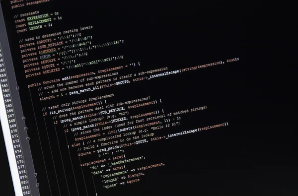 Página web código javascript genérico no monitor de computador — Fotografia de Stock