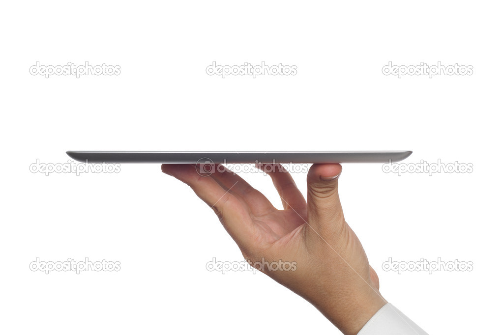 Tablet computer on fingers
