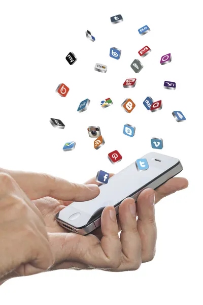 Sosyal Medya Icons elinde iphone fly