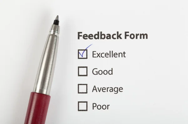 Formulário de feedback verificado com excelente — Fotografia de Stock