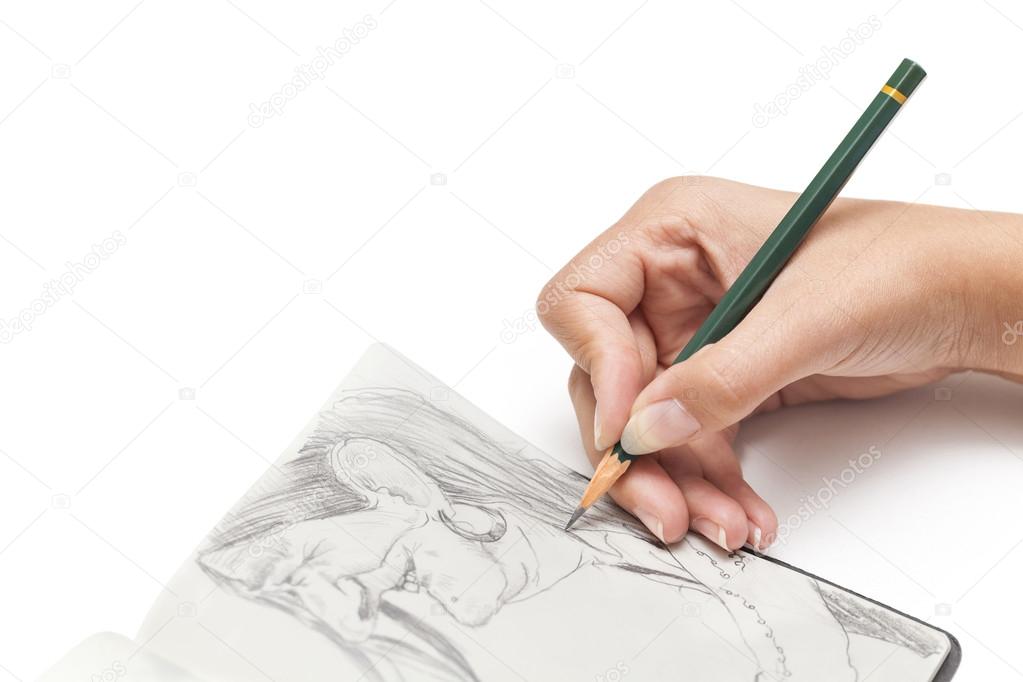 Female designer drawing a character