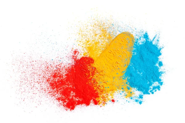 Kolorowe Abstrakcyjne Mieszaniny Farb Proszkowych Chemicznych Rozpryskać Białym Tle Odizolowana — Zdjęcie stockowe