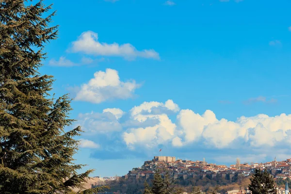 Distant View Ankara Castle Ankara Kalesi Old Buildings Hill Front — Stockfoto
