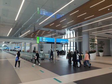 İstanbul, TURKEY: 2 Mayıs 2019: İstanbul Havaalanı, İstanbul Havalimanı, İstanbul Havalimanı, Türkiye. Dünyanın en büyük havaalanı terminali.