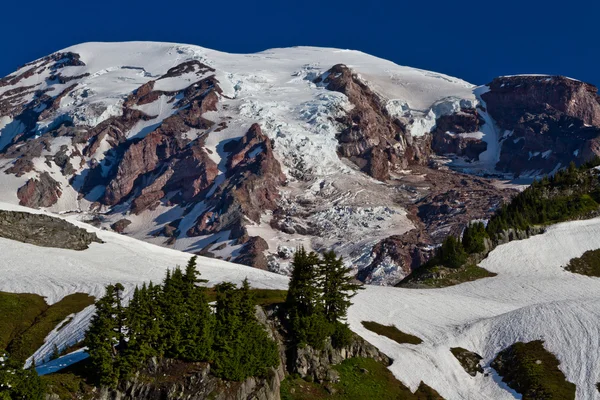 Primo piano Veduta del Monte Rainier innevato — Foto Stock