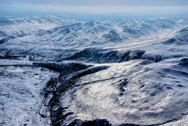 Vista aérea do grande deserto do Alasca, parque nacional de Denali, Alasca . — Fotografia de Stock