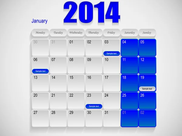 Calendar design January — Stockvector