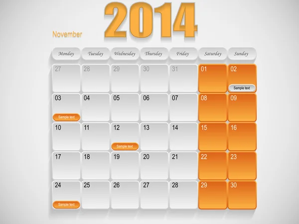 Kalender ontwerp november — Stockvector