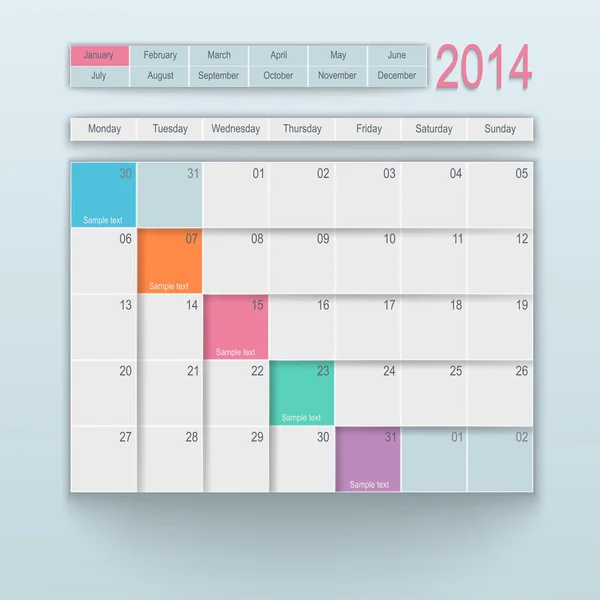 Calendar design — Stock Vector