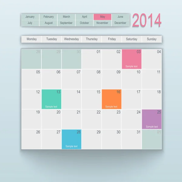 カレンダーのデザイン。5 月 — ストックベクタ