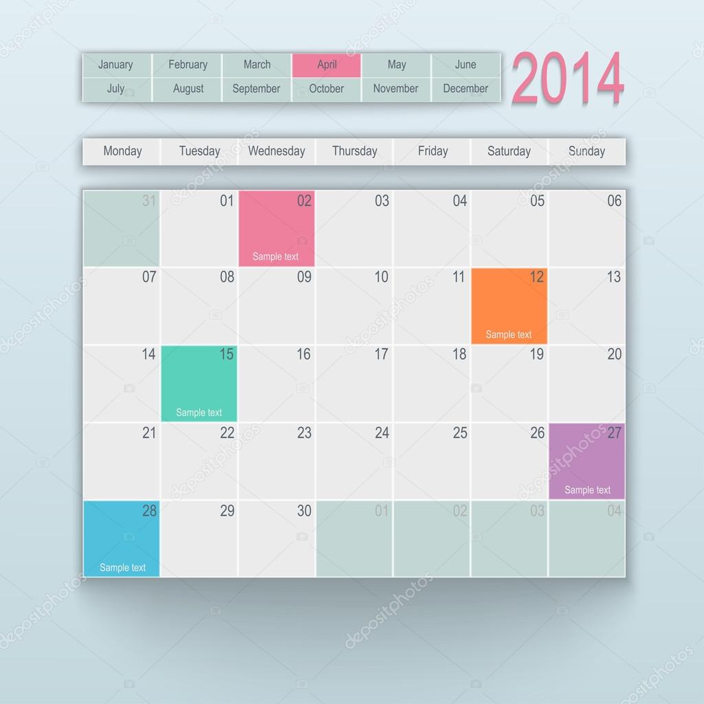 Calendar design. April