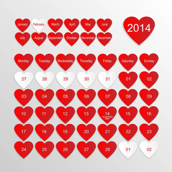 Calendario di San Valentino — Vettoriale Stock