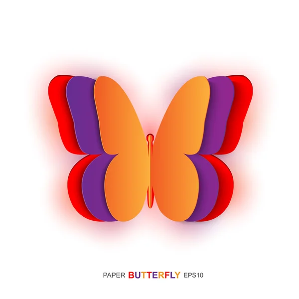 Přání s papír butterfly — Stockový vektor