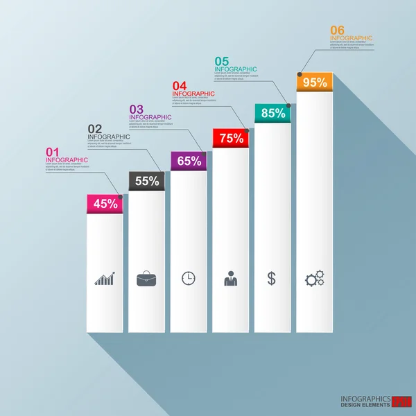 Infográficos planos com uma sombra longa — Vetor de Stock