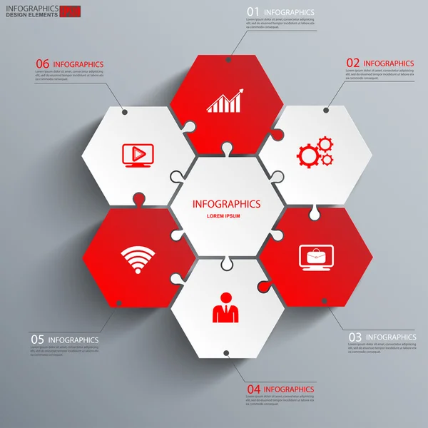 Diseño moderno Infografía de estilo de rompecabezas mínimo — Archivo Imágenes Vectoriales