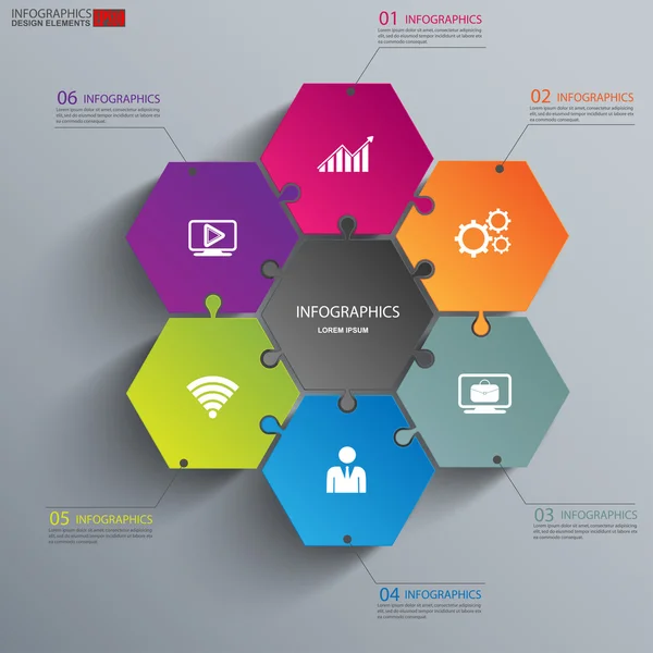 Design moderno Infográfico de estilo jigsaw mínimo — Vetor de Stock