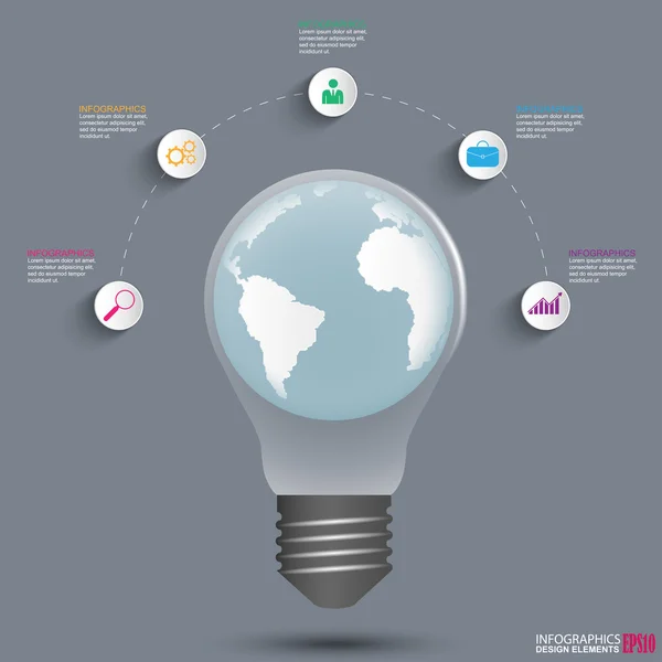 Infografik Glühbirnen-Design-Vorlage — Stockvektor