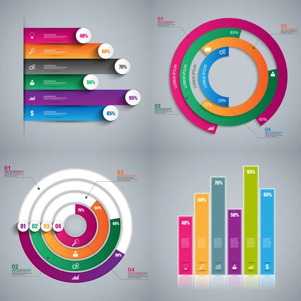 Conjunto de Infográficos modelo de design vetorial —  Vetores de Stock