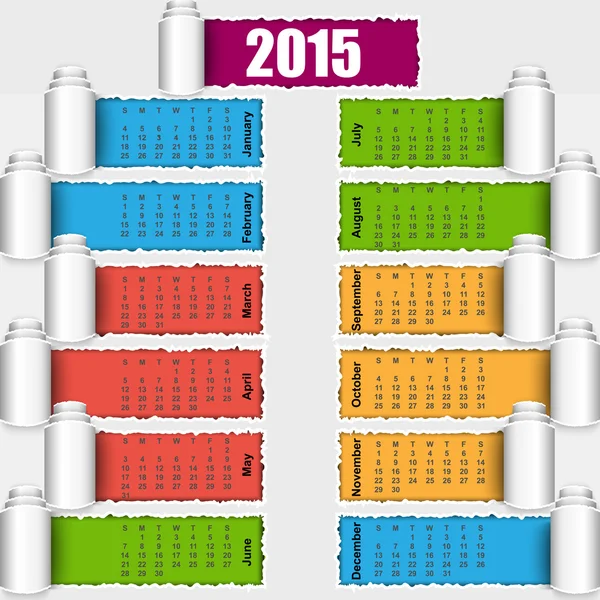 Pappersrevor kalender 2015 design — Stock vektor