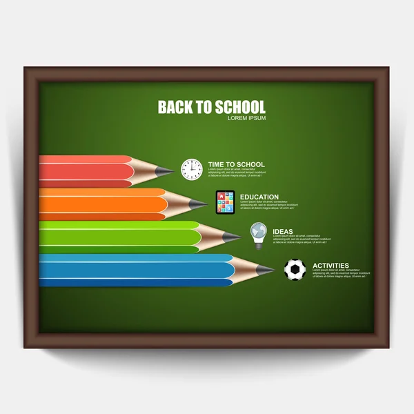 Voltar ao modelo de design de infográficos da escola — Vetor de Stock