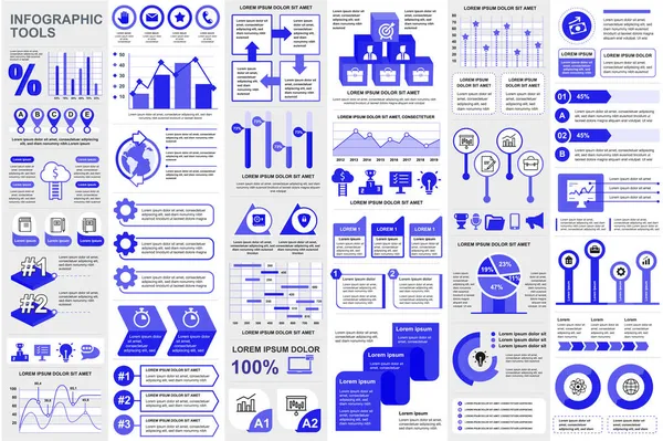 Набор инфографических элементов шаблон визуализации данных векторного дизайна. Мега набор. Может использоваться для шагов, бизнес-процессов, документооборота, флэш-карт, таймлайнов, флэш-карт, инфо-графики. — стоковый вектор