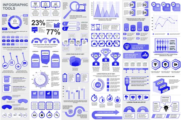 Bundle infographic elements data visualization vector design template. Mega-Set. Kann für Schritte, Geschäftsprozesse, Workflow, Diagramm, Flussdiagramm-Konzept, Zeitachse, Symbole, Informationsgrafiken verwendet werden. — Stockvektor