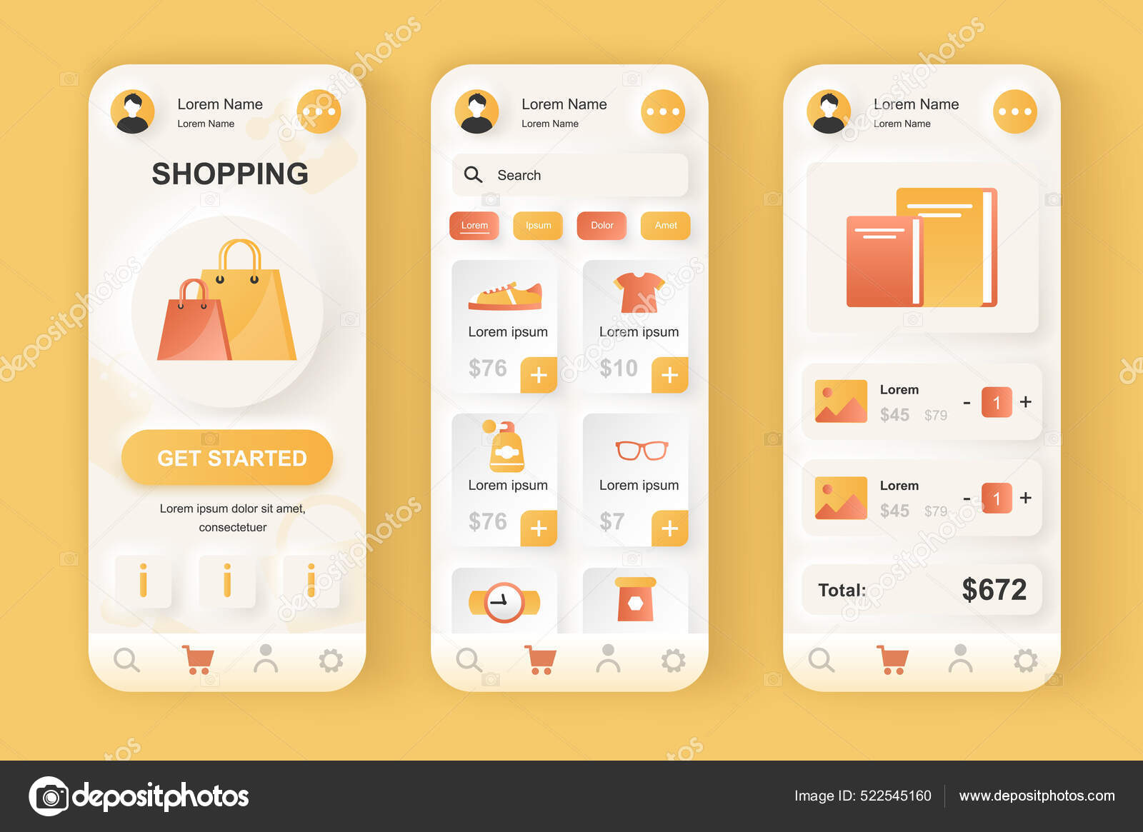 Online shopping concept neumorphic templates Purchase of