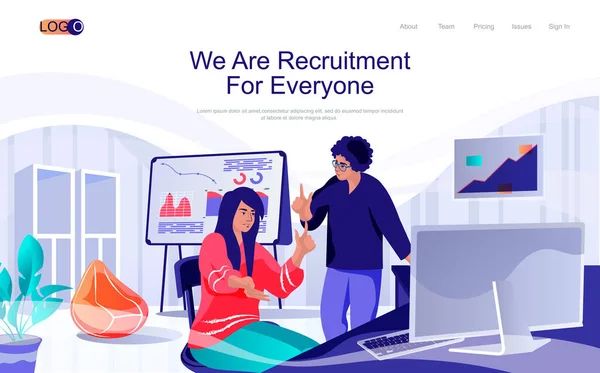 Recruitment concept isometric landing page. People looking for candidates for vacancy, HR management, human resources company, 3d web banner. Vector illustration in flat design for website template — 图库矢量图片