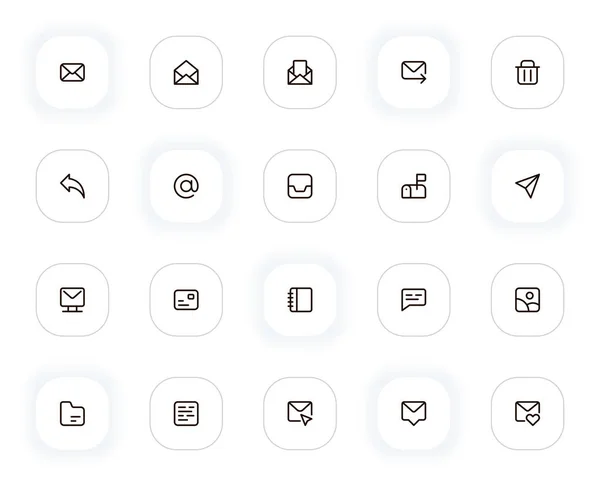Conjunto de ícones de linha de email. Curso Editável. 24x24 Pixel perfeito. —  Vetores de Stock
