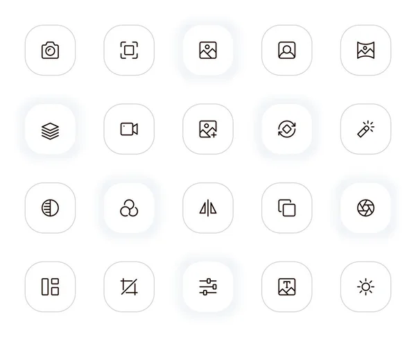 Foto editar ícones de linha definido. Curso Editável. 24x24 Pixel perfeito. — Vetor de Stock
