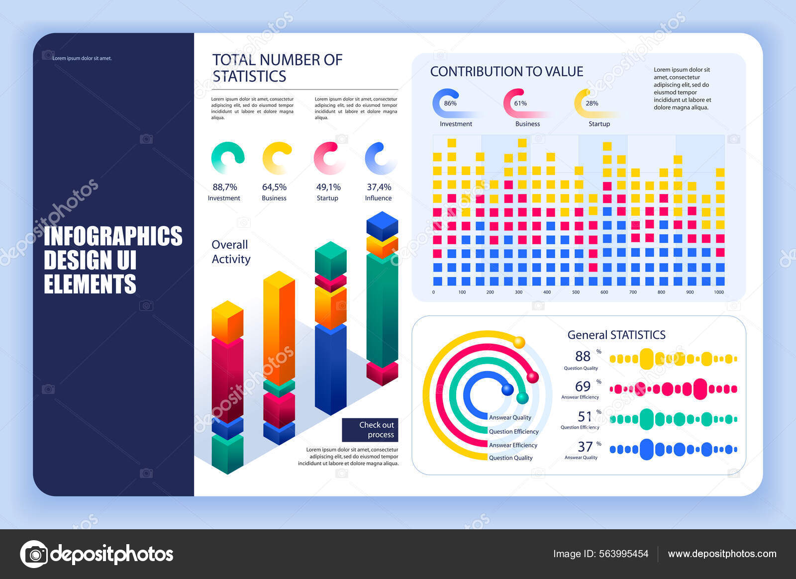 Bundle infographic elements data visualization vector design template. Can  be used for steps, business processes, workflow, diagram, flowchart,  timeline, KPI dashboard, info graphics. ストックベクター ©alexdndz 563995454
