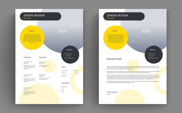 Professional clean modern resume cv and cover letter business layout vector template. Minimalist resume cv elegant stylish design template. Multipurpose resume and letterhead design. — Stockový vektor