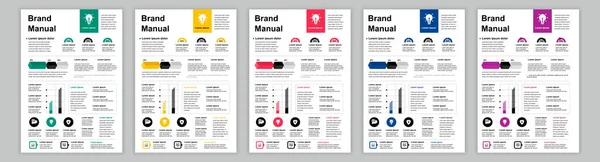 DIN A3 business brand manual templates set. Company identity brochure page. Banner with infographic for marketing research and financial data analysis. Vector layout design for poster, cover, brochure — Stock Vector