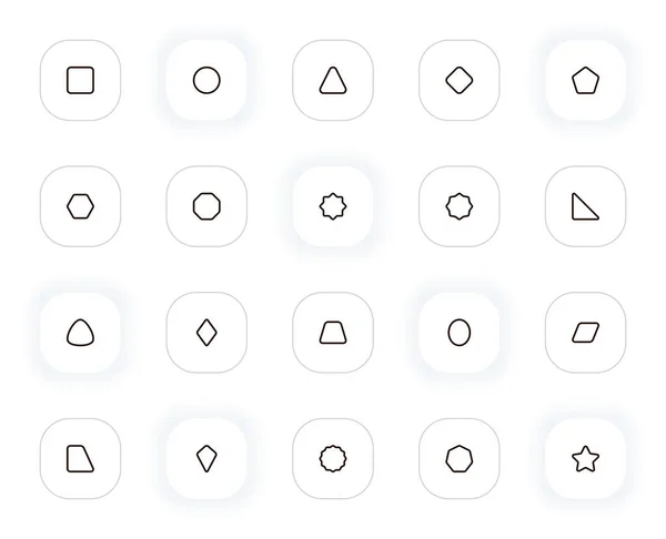Basic geometrical shapes line icons set. Square, circle, triangle, rhombus, pentagon, star, oval. Vector outline pictograms for web and ui, ux mobile app design. Editable Stroke. 24x24 Pixel Perfect. — Stock Vector