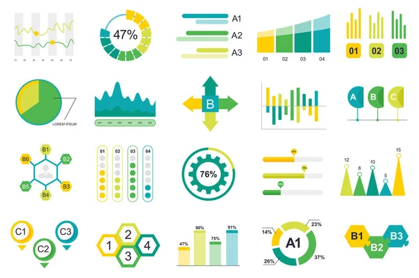 Set Elementi Infografici Modello Progettazione Vettoriale Visualizzazione Dei Dati Con — Vettoriale Stock